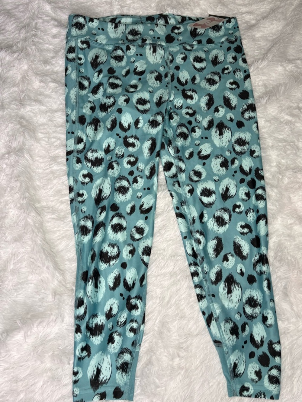 Under Armour Aqua and Black Leopard Print Kids Leggings